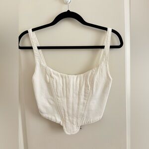 Zara White Denim Corset Top XS